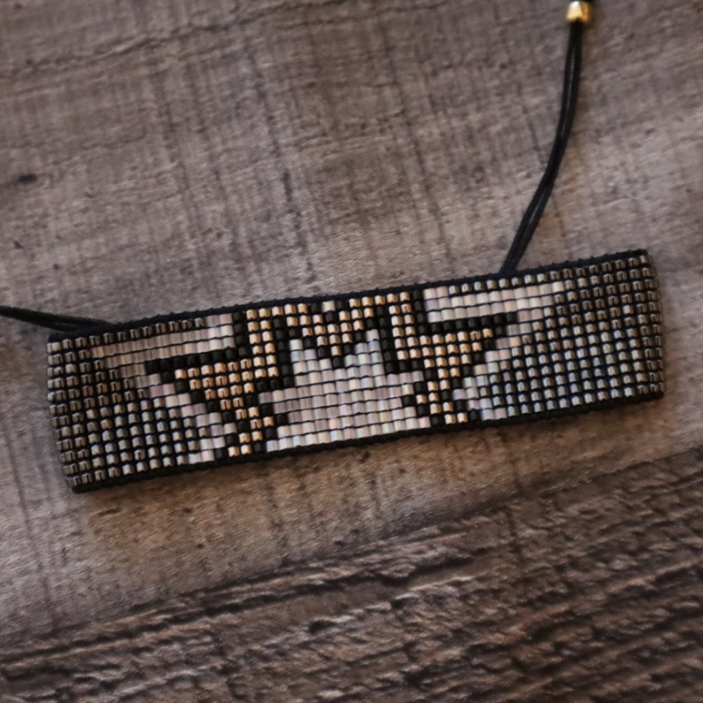 Black and Silver Miyuki Seed Beaded Bracelet